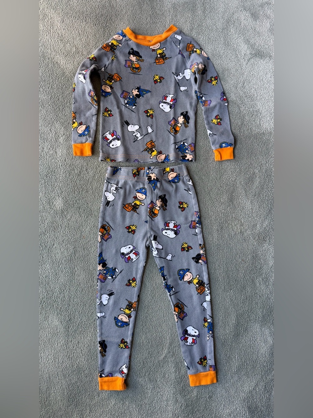 Peanuts Halloween Pajama Set In Gray With Orange Trim 2017